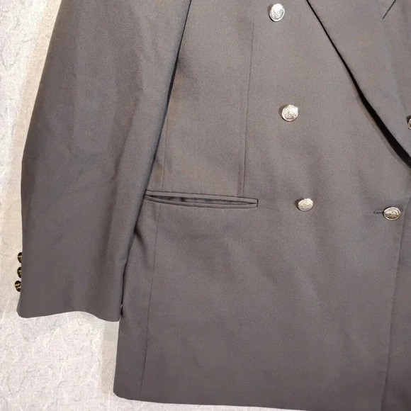 Cricketeer Men's Black Wool Double Breasted Sport Coat Silver Button 42 Tall - Picture 4 of 12